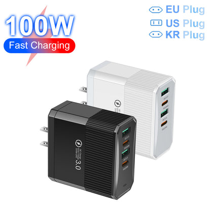 Marveloustoree 4-in-1 2USB+2PD mobile charger, tablet plug, super fast charging multi port plug