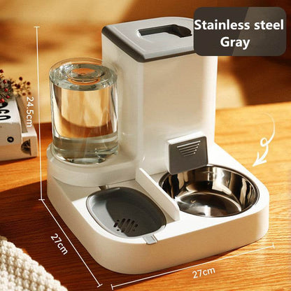 Automatic Cat Feeder Pet Bowls Dispenser Stainless Steel Bowls Cat Dog Pet Feeder Automatic - MarvelouStoree