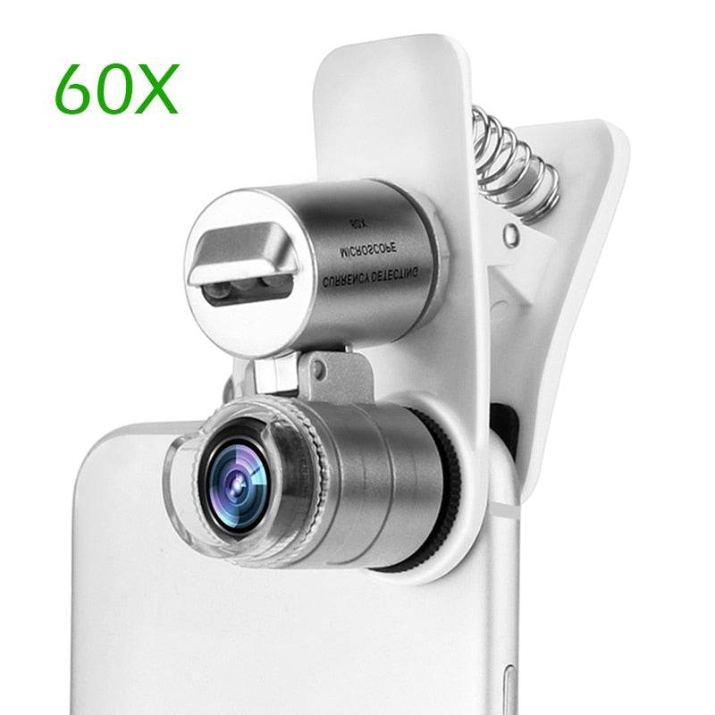 60X Optical Zoom Phone Microscope Lens Micro Phone Lens Magnifier With Clip - MarvelouStoree