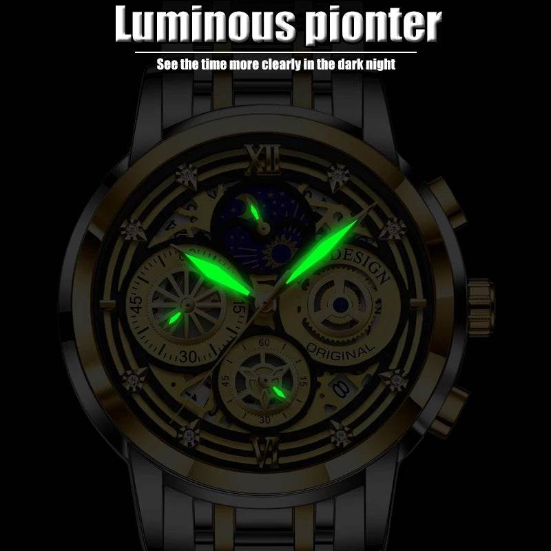 Men's Quartz Watch Skeleton New Concept Waterproof Watch Multifunctional Watch - MarvelouStoree