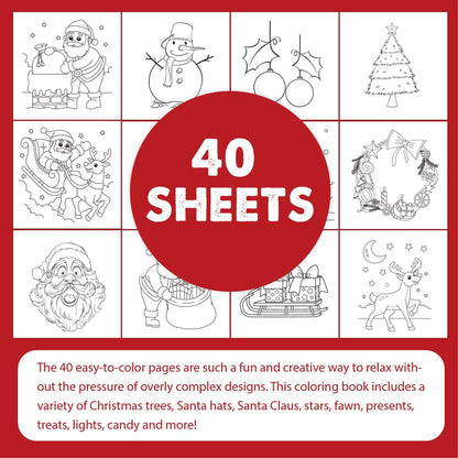 Merry Christmas coloring book with 40 cartoon graffiti for children aged 4 and above - MarvelouStoree