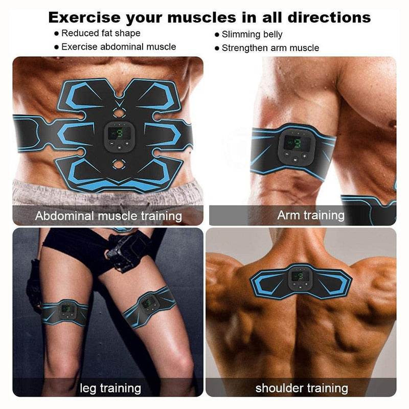 Electric Abdominal Muscle Stimulator EMS Trainer Belt Rechargeable Body Massage Muscle Training Stimulator Gear Fitness Massager - MarvelouStoree