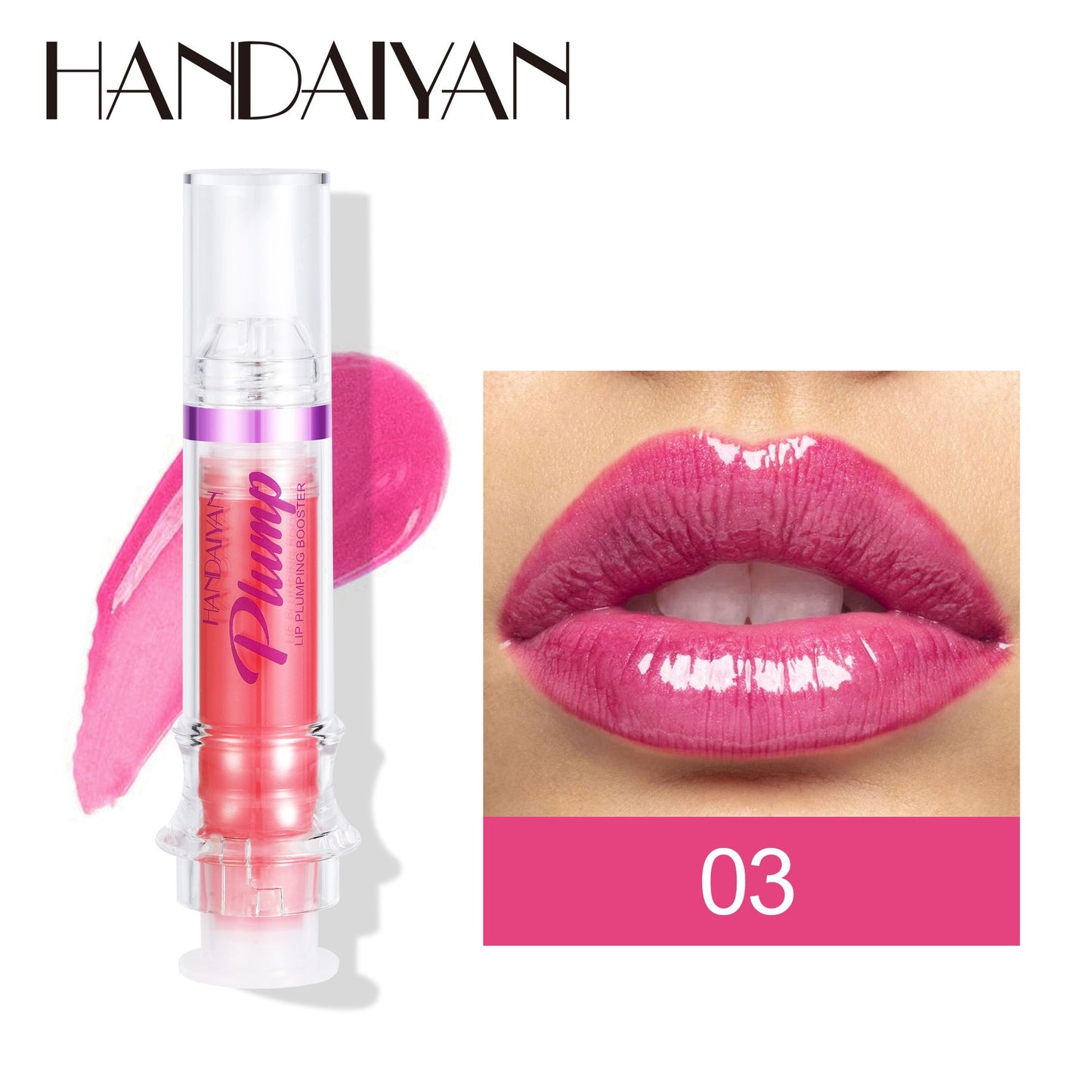 HANDAIYAN PLUMP & POUT Lip Plumping Booster Gloss, High Shine for Plumper Looking Lips,Extreme Shine Crystal Volume Lip Oil