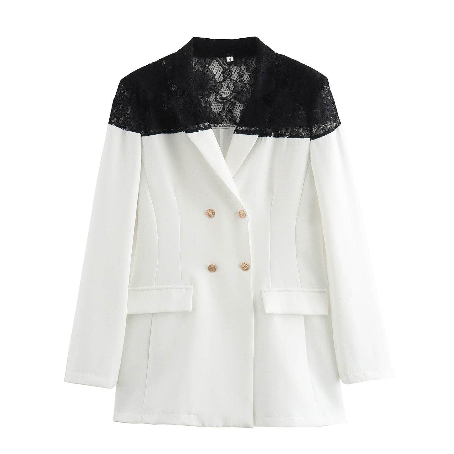 Sexy and elegant lace patchwork suit jacket, commuter style button up top - MarvelouStoree