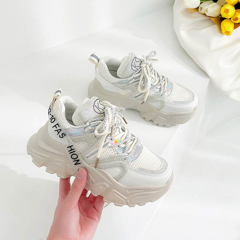 New Deodorant Thick Soled Women's Summer Height ncreasing Platform Shoes Leather Casual Sports Shoes - MarvelouStoree