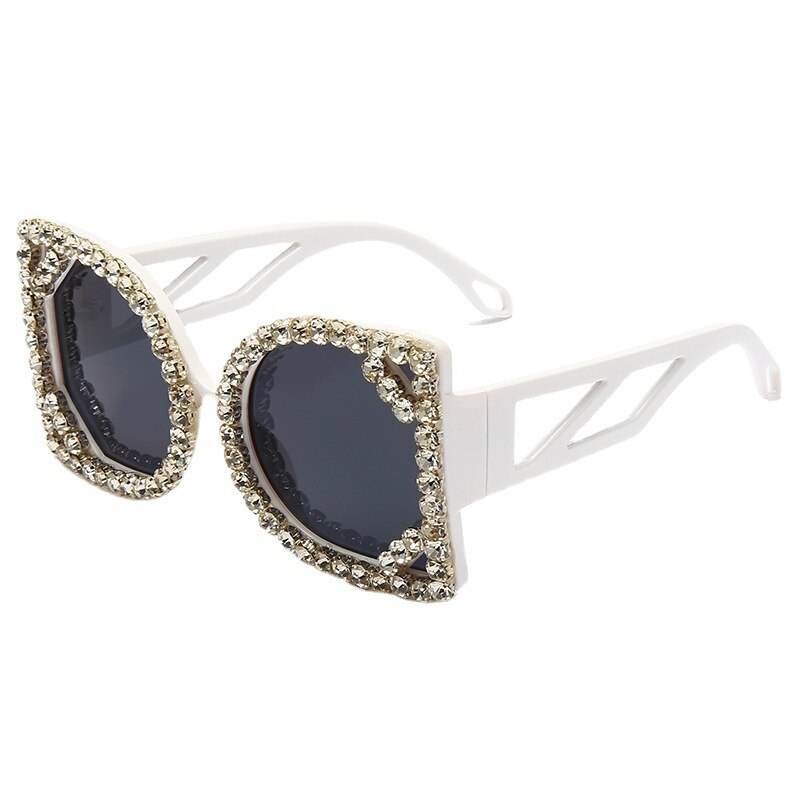 Luxury Diamond-studded Sunglasses Fashion D-shaped Big Frame Sun glasses Female Diamond Gorgeous Sunglass - MarvelouStoree