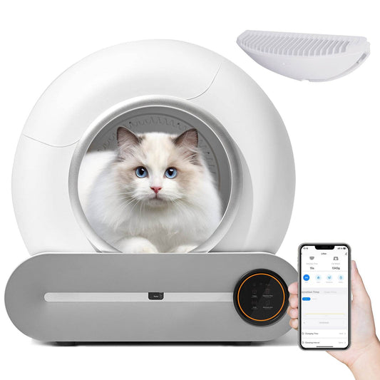 Automatic cleaning, eliminates odors, supports WiFi application control, intelligent automatic cat litter box with padding - MarvelouStoree