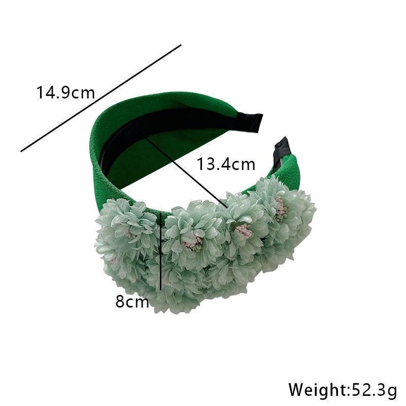 Flower series fashionable wide edge handmade fabric headband headband for women - MarvelouStoree