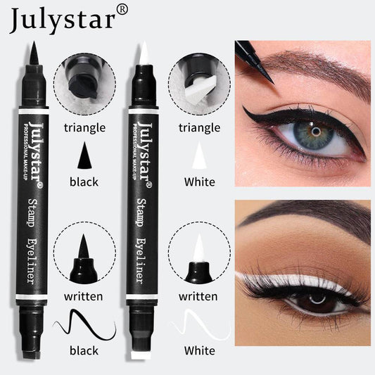 White Eyeliner Liquid Eyeliner Waterproof Non-Staining Cool Black Double-Ended Seal Eyeliner - MarvelouStoree