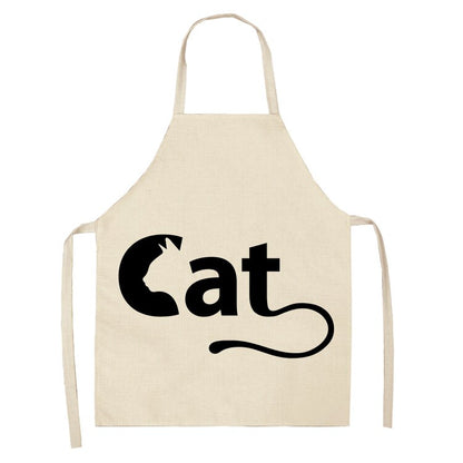 Cat Kitchen Aprons For Women Cotton Linen Bibs Household Cleaning Pinafore Home Cooking Apron kids kitchen barber