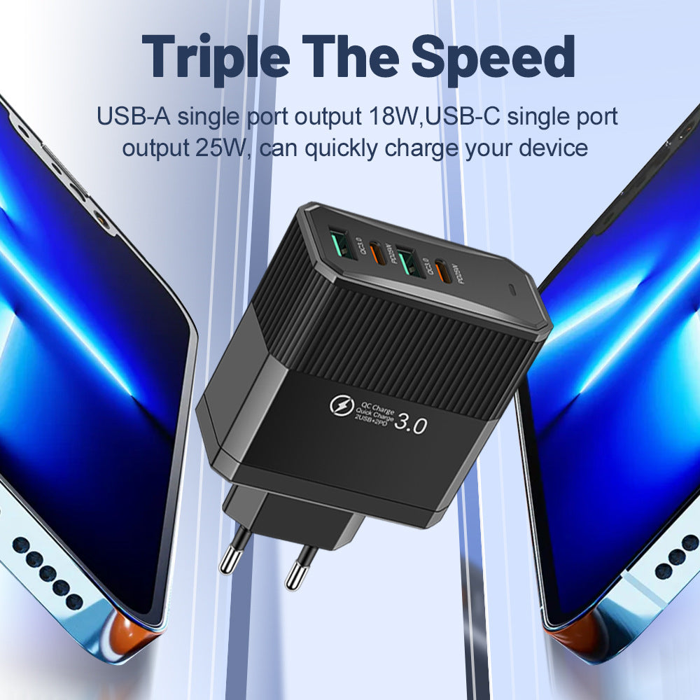 Marveloustoree 4-in-1 2USB+2PD mobile charger, tablet plug, super fast charging multi port plug