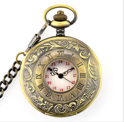 Necklace watch big roman hollow pocket watch