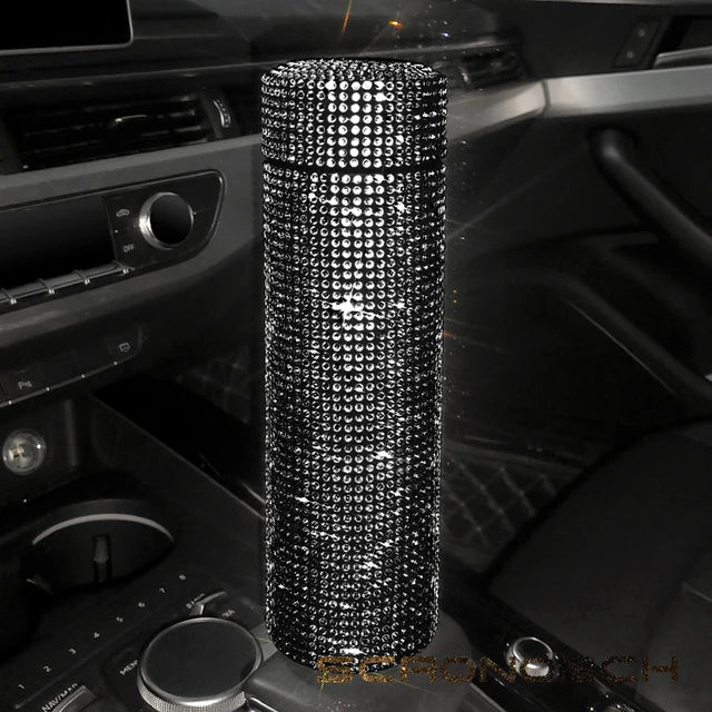 Bling Rhinestone Thermos Bottle Insulated Double Wall Stainless Steel Water Bottle Coffee Travel Car Coffee Mug Cup Vacuum Flask