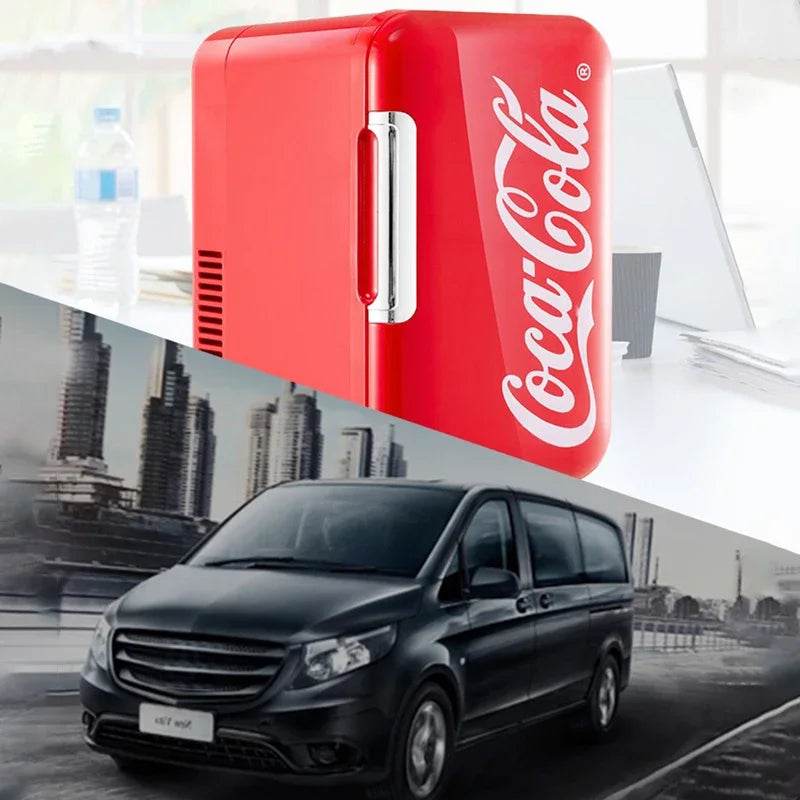 6L Mini Refrigerator Coca-Cola Multifunction Cosmetic Dormitory Warmer Cooler Fridge for Home Car Small Portable Fridge 12V/220V - MarvelouStoree