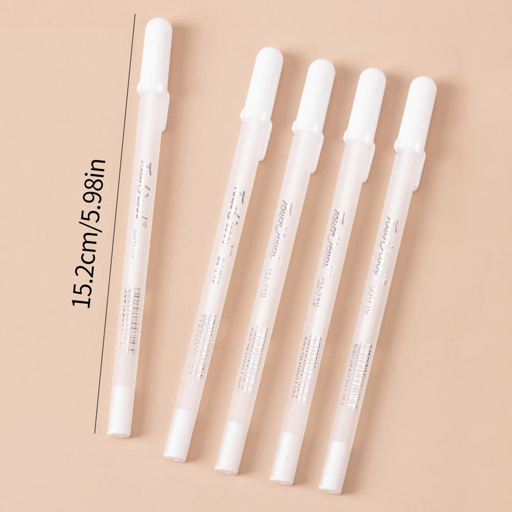 6pcs Silver/White Ink Highlight Gel Pen Set 0.8mm Large Capacity Fine Tip for Black Cardboard Sketch Art Painting Pen Line Pens