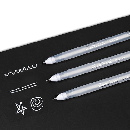 6pcs Silver/White Ink Highlight Gel Pen Set 0.8mm Large Capacity Fine Tip for Black Cardboard Sketch Art Painting Pen Line Pens