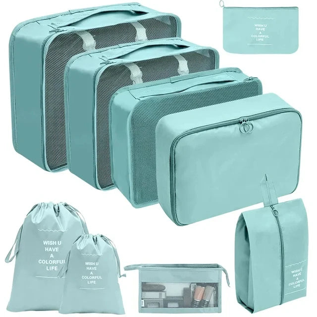 7/8/9/10 Pcs Set Travel Organizer Storage Bags Suitcase Packing Cubes Set Cases Portable Luggage Clothes Shoe Tidy Pouch Folding