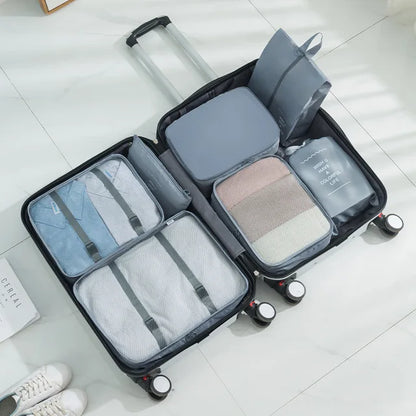 7-piece Set Travel Bag Organizer Clothes Luggage Travel Organizer Blanket Shoes Organizers Bag Suitcase Pouch Packing Cubes