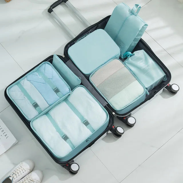 7-piece Set Travel Bag Organizer Clothes Luggage Travel Organizer Blanket Shoes Organizers Bag Suitcase Pouch Packing Cubes