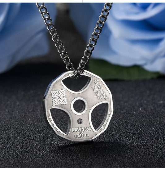 Sports Fitness Jewelry Men Fitness Dumbbell Necklace Pendant Weightlifting Body building Barbell Necklace