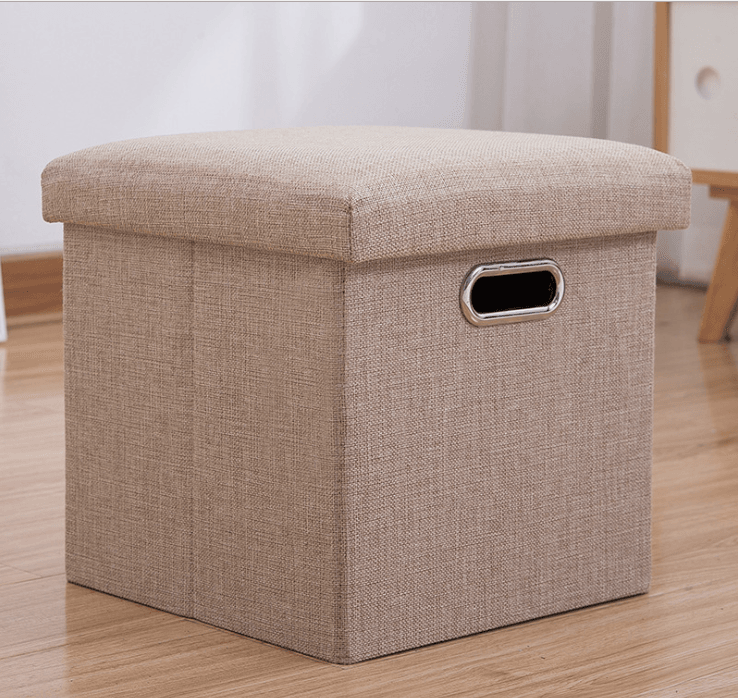 Simple Fabric Storage Storage Stool Folding Shoe Bench Footstool Can Sit With Lid Storage Box Stool 30*30*30cm/40*25*25cm - MarvelouStoree