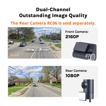 70mai 4K Dash Cam A800S Built-in GPS ADAS 140°FOV 70mai Camera Car DVR 24H Parking Monitor Front Cam Only, Support Rear Cam