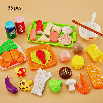 Children's Home Barbecue Simulation Food Seafood Fruit Vegetable Kitchen Hot Pot Toy Boys And Girls Cooking Set