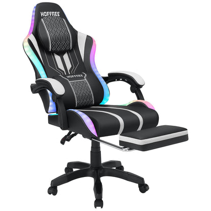 Ergonomic RGB Massage Gaming Chair w/ bluetooth Speakers Footrest Office Chair - MarvelouStoree