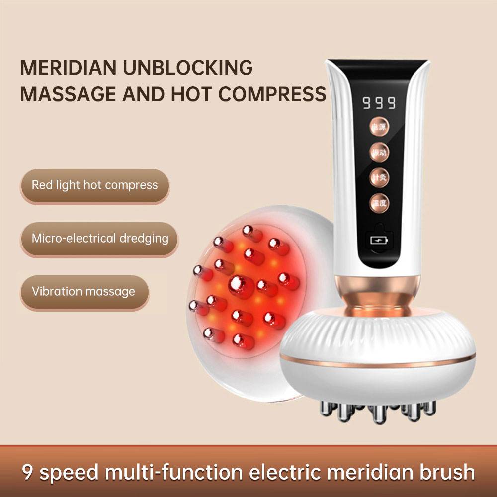 Multifunctional Electric Meridian Massage Brush EMS Heat Therapy Body Head Massager Slimming Electric Meridian Brush - MarvelouStoree