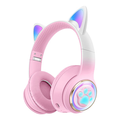 Luminous Cat Ears Cute Space Cabin Head Mounted Bluetooth Earphones Heavy Bass Gaming Wireless Earphones