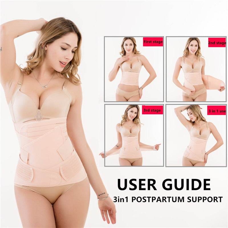 Breathable Postpartum Abdominal Strap Strip Three piece Set Binding Strap Adjustment Strap - MarvelouStoree