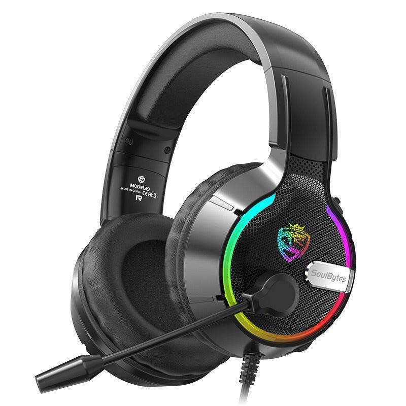 Head mounted gaming headset Soulbytes S19 wired RGB computer headset anchor gaming headset - MarvelouStoree