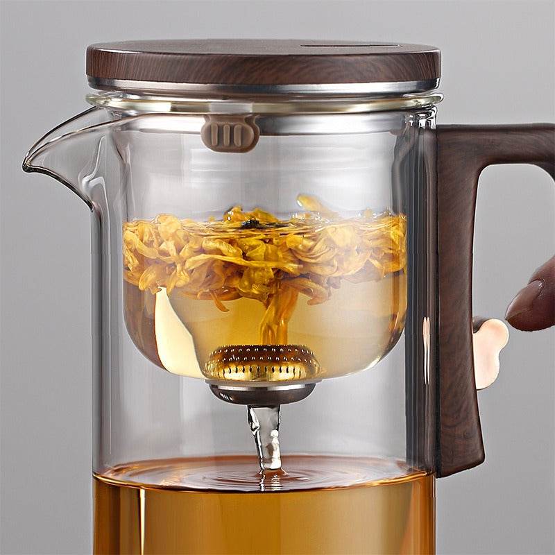 Xiaoman Waist new rodless elegant cup, one click magnetic suction filter glass tea pot, automatic tea separation tea cup - MarvelouStoree