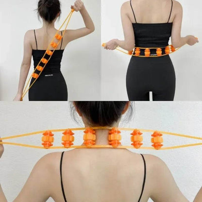 Hand-held Back Shoulder Neck Muscle Massager,Fitness Physiotherapy Massage Roller,Bead Pull-Back Roller Legs Back Waist Massage - MarvelouStoree