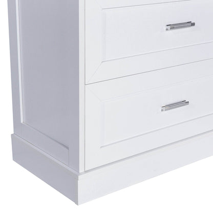 Tall Bathroom Storage Cabinet, Cabinet with Two Doors and Drawers, Adjustable Shelf, MDF Board, White - MarvelouStoree