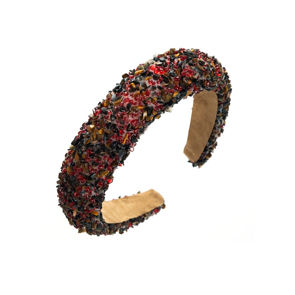 Exaggerated Baroque Colorful Crystal Candy Sponge Wide Edge Hair Hoop Headband