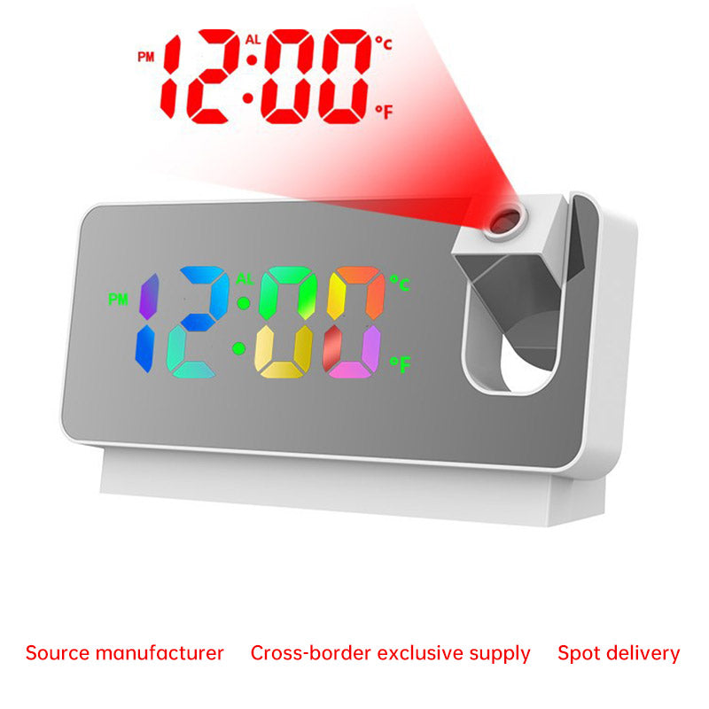 180° Rotation LED Digital Projection Alarm Clock USB Electronic Ceiling Projector Alarm Clock for Bedroom Bedside Desktop Clock