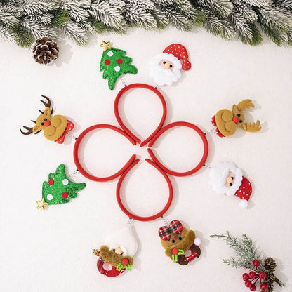 4pcs Christmas set cartoon headband Santa Claus hairpin reindeer headband