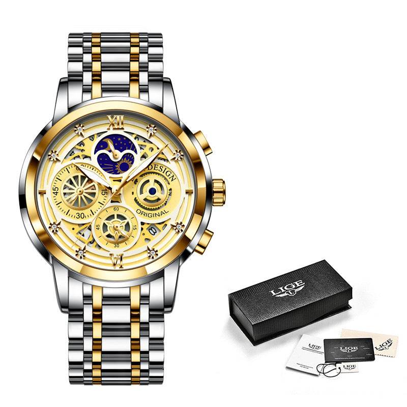 Men's Quartz Watch Skeleton New Concept Waterproof Watch Multifunctional Watch - MarvelouStoree