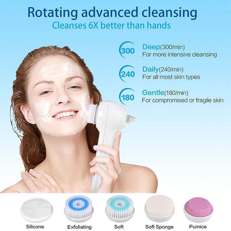 3 In 1 Electric Facial Cleaner Sonic Vibration Facial Brush Machine Waterproof Facial Cleansing Brush - MarvelouStoree