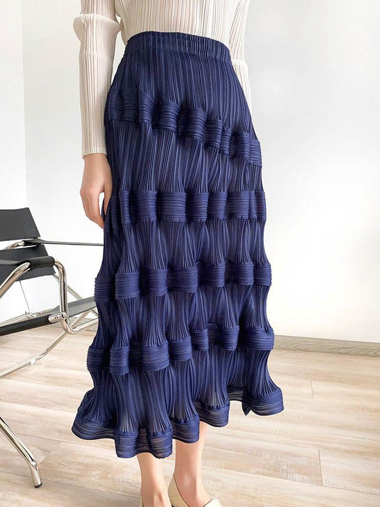 Pear-Shaped Body Skirt Summer Temperament All-Match New Pleated High Waist Mid-Length Pleated Skirt - MarvelouStoree