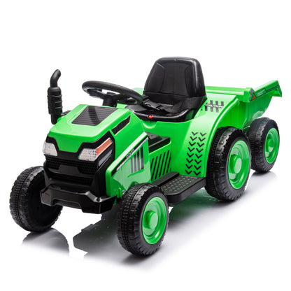 12V children ride the electric tractor "Black Knight" with a detachable storage tugboat and power display screen.