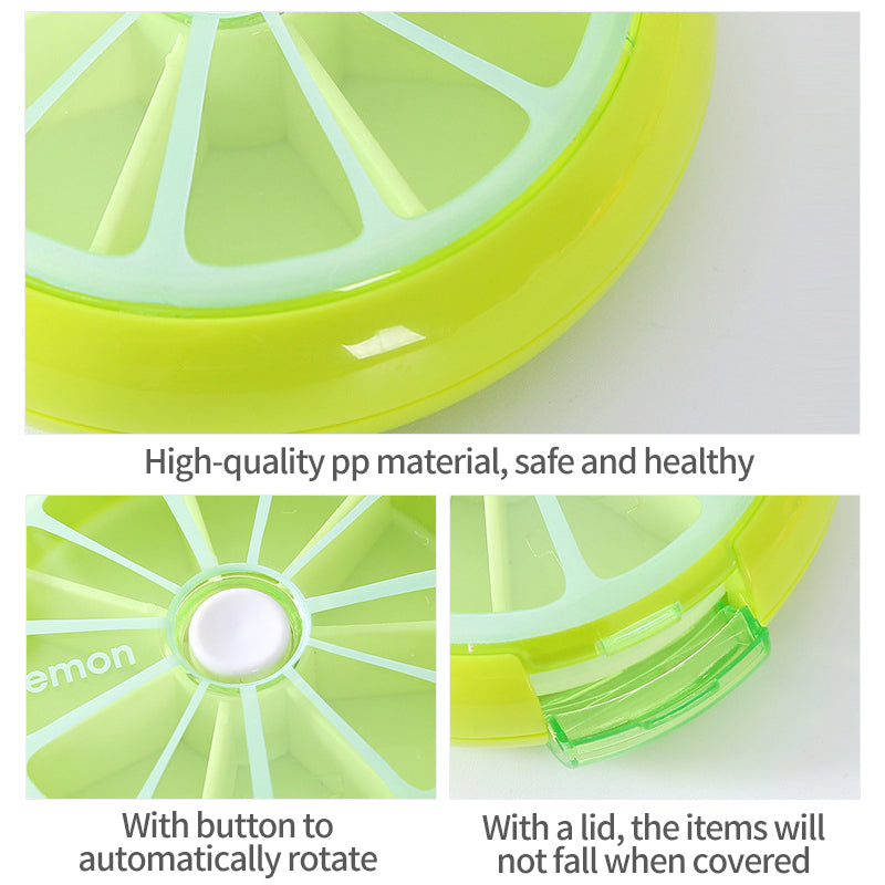 Lemon Portable Small Pill Box Carry-on Packing Box Rotating Mini Pill Medicine Packing Tablet Storage Box