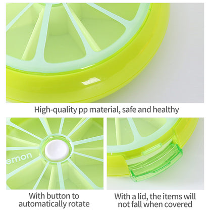 Lemon Portable Small Pill Box Carry-on Packing Box Rotating Mini Pill Medicine Packing Tablet Storage Box