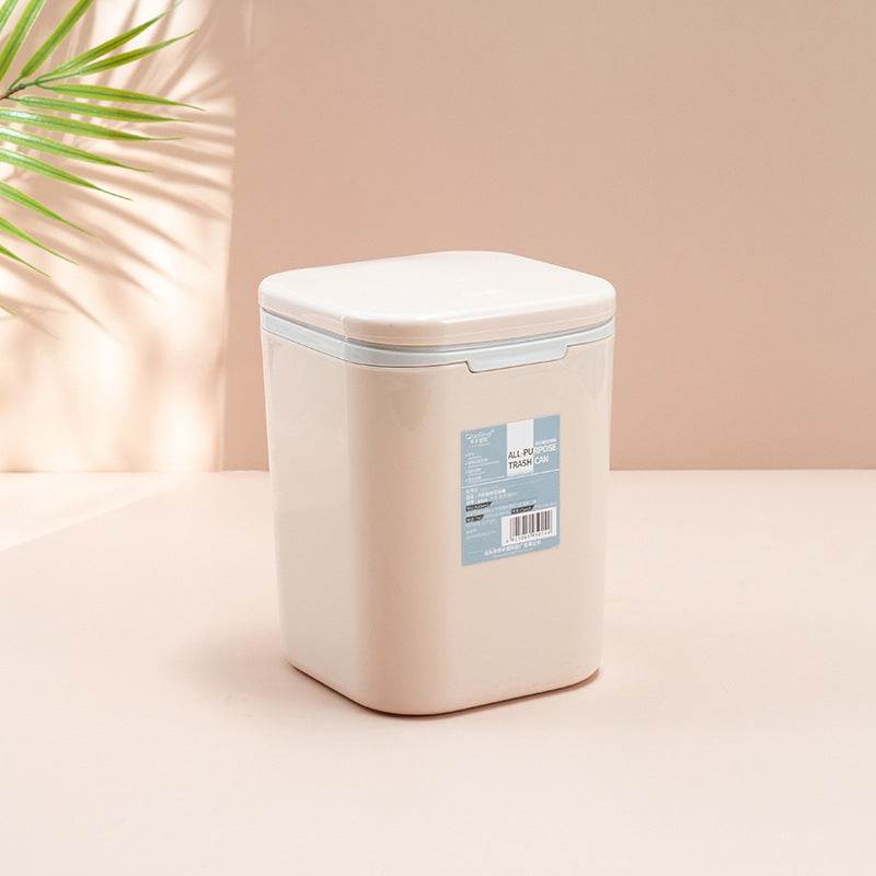 Desktop Mini Cute With Lid Trash Can Office Household Press-Type Simple Nordic Style Student Paper Basket Storage Box - MarvelouStoree