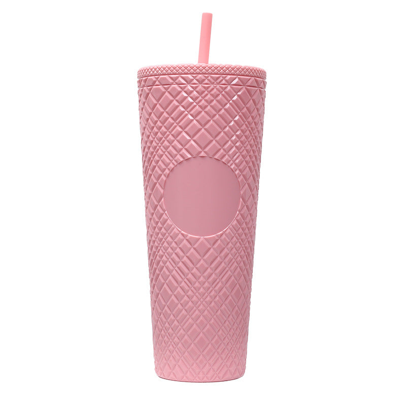 Large Capacity Coffee Cup 710ml Durian Cup Diamond Creative Plastic Straw Cup with Lid Reusable Mug