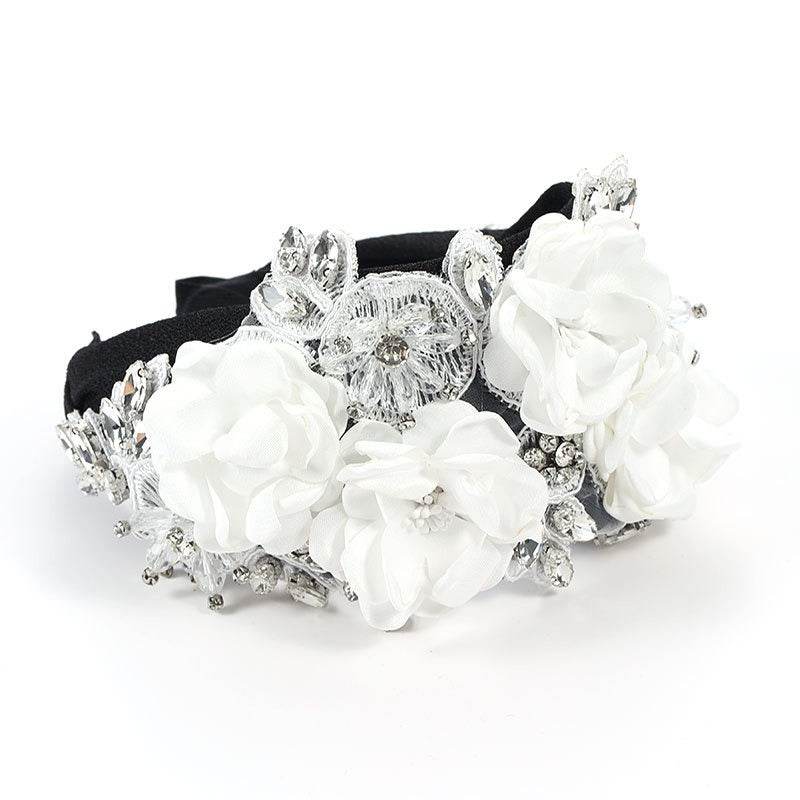 Handmade fabric three-dimensional flower embroidery headband - MarvelouStoree