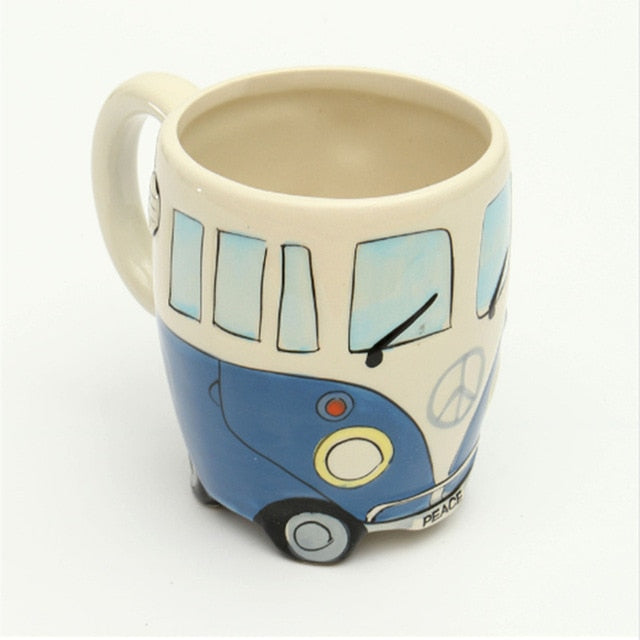 British Hand-painted 3D Double-decker Bus Mug Ceramic UK Retro Coachbus Car Coffee Cup Friends Tv Klimt Caneca Criativa Gift Box