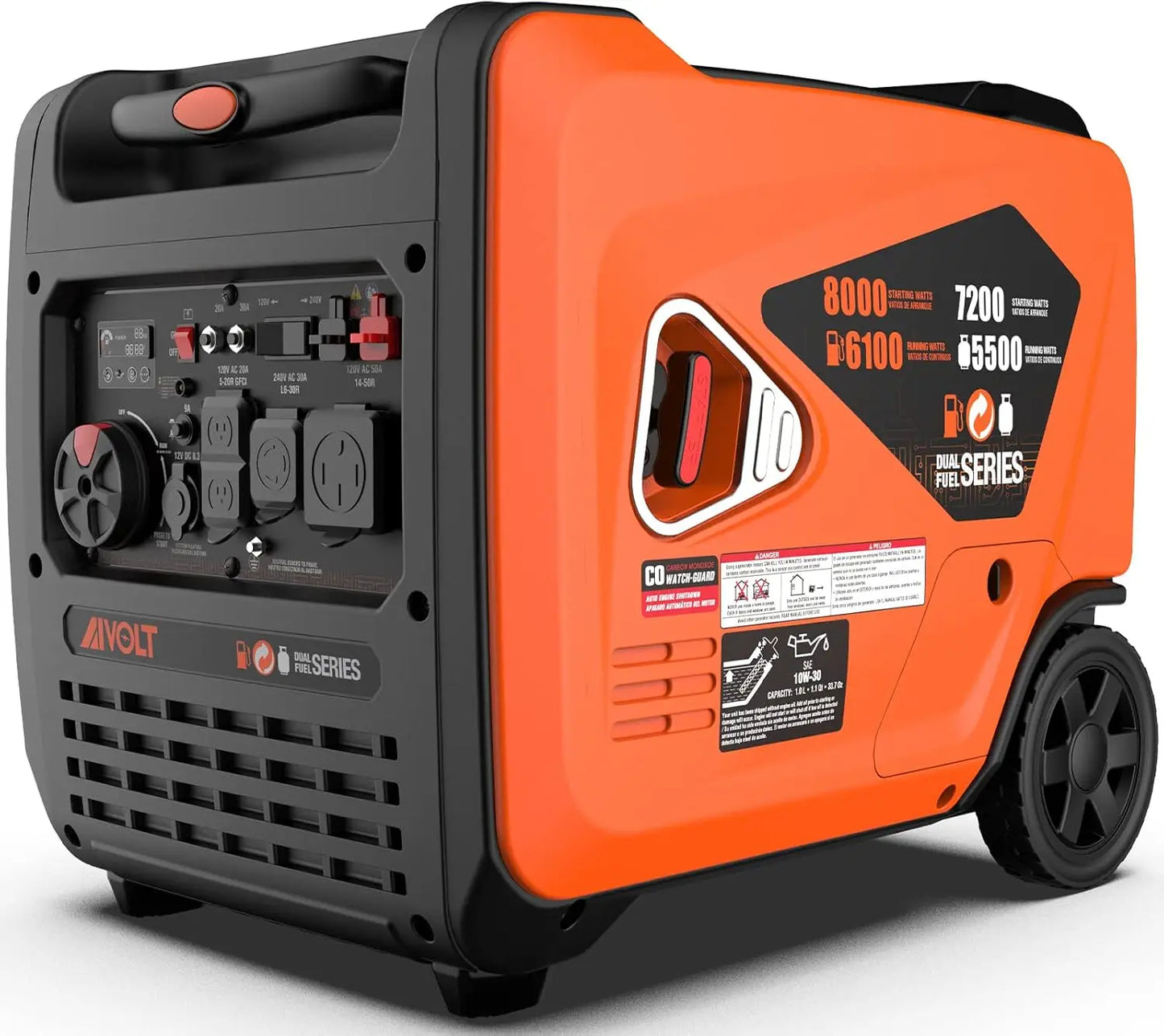 8000 Watts Dual Fuel Portable Inverter Generator Super Quiet Gas Propane Powered Electric Start Outdoor Generator for Home