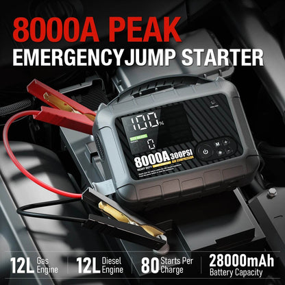 8000A Professional Heavy Duty Car Jump Starter Powerful Car 12V Car Battery Starter Booster Starting Device - MarvelouStoree